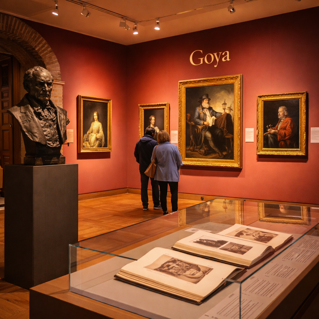 Museo Goya en Zaragoza con obras del pintor español en sala de exposición
